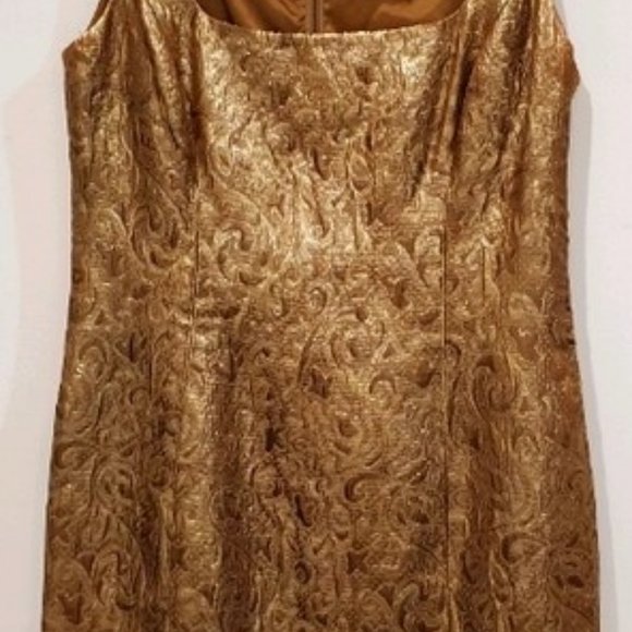 Ralph Lauren Gold Brocade Dress - Picture 2 of 5